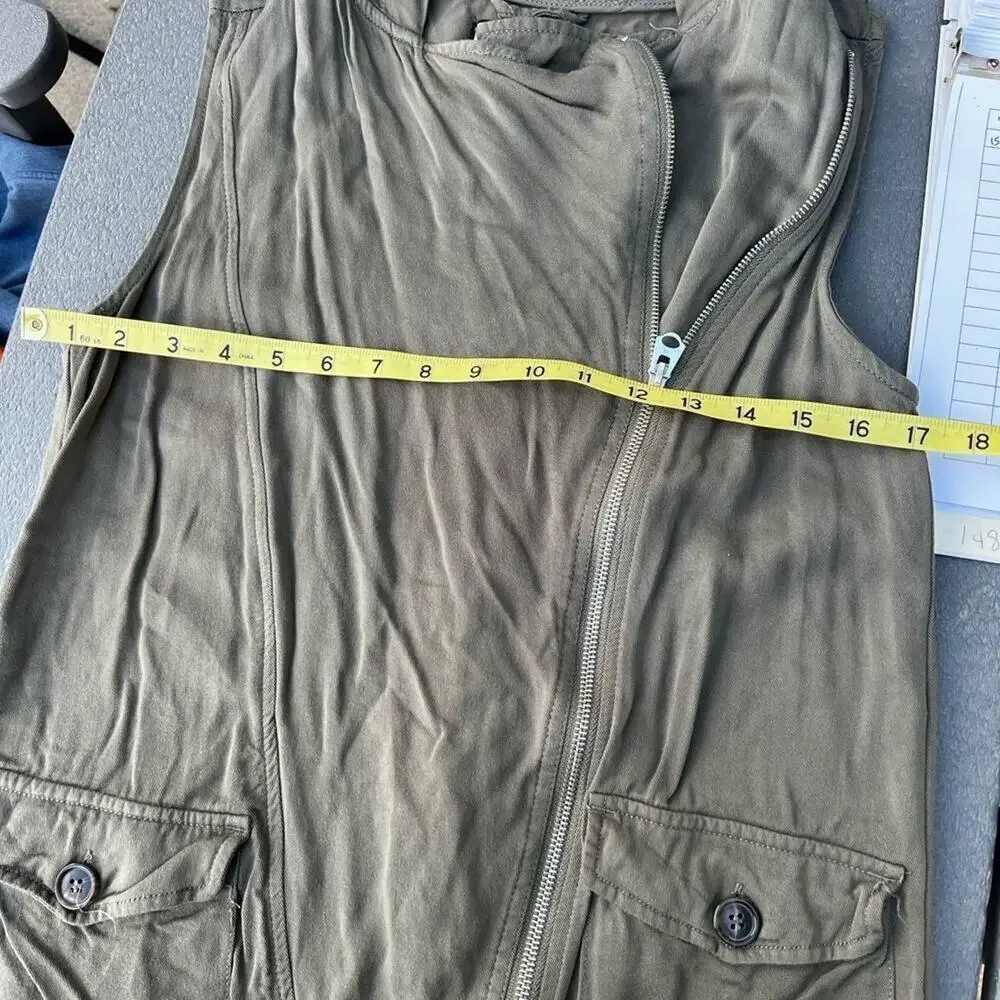 BKE olive green, full zip front with a hood, vest, Women's size S